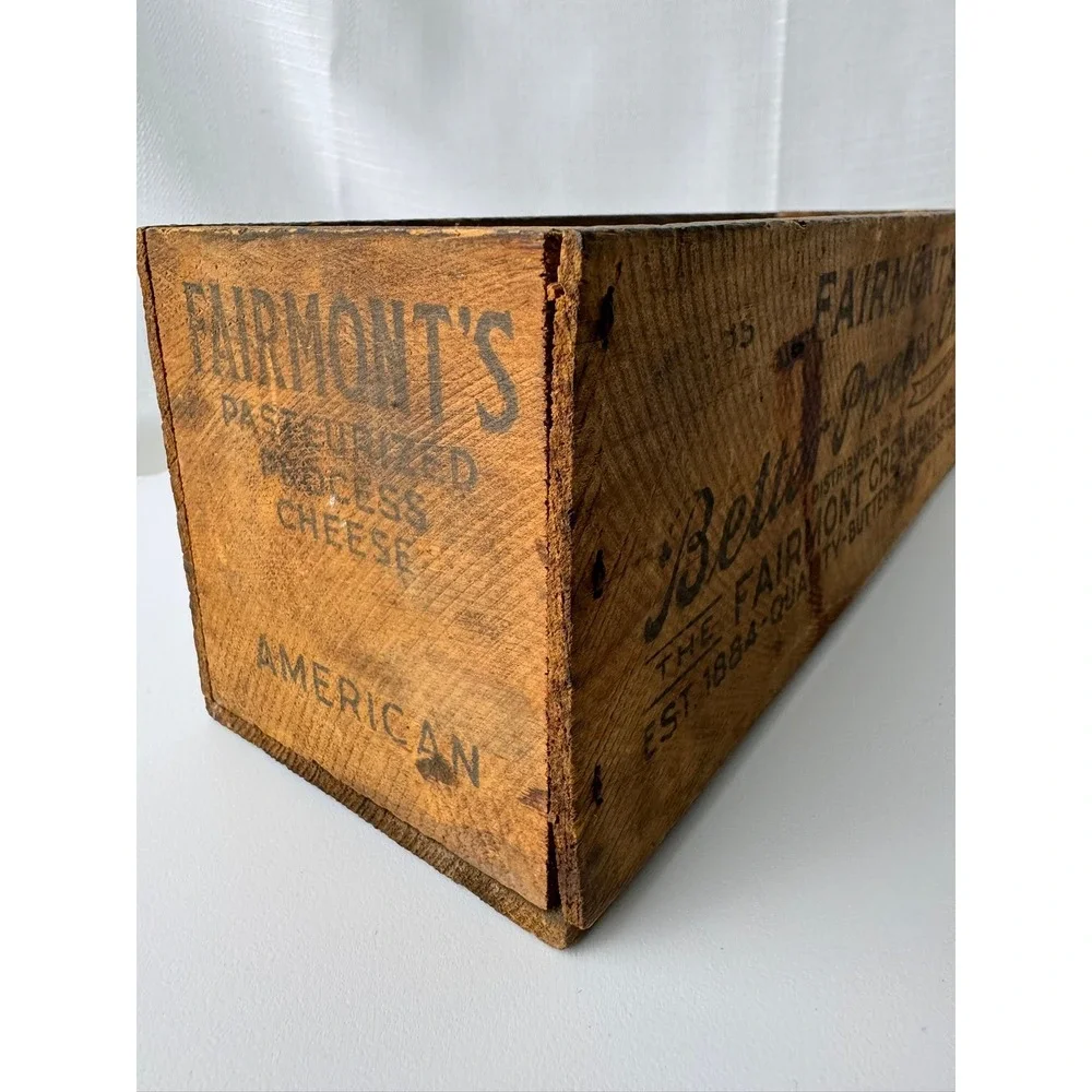 Vintage Fairmont's 5 LB Process Cheese Wooden Box American Cheese Advertising